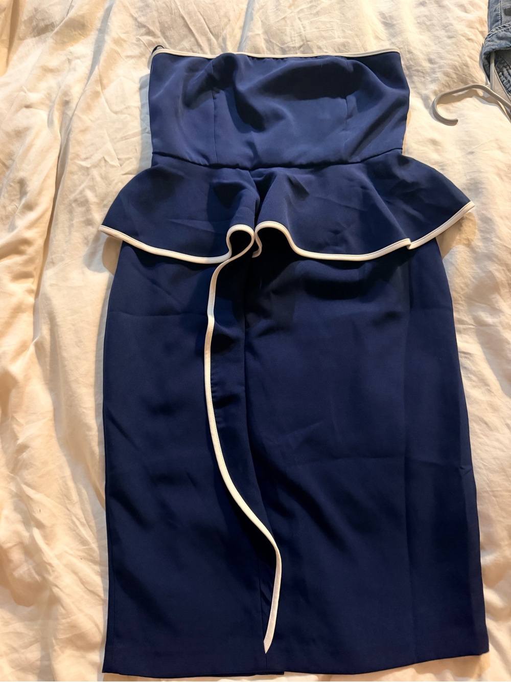 New York & Company Eva Mendes Navy Dress with White Trim